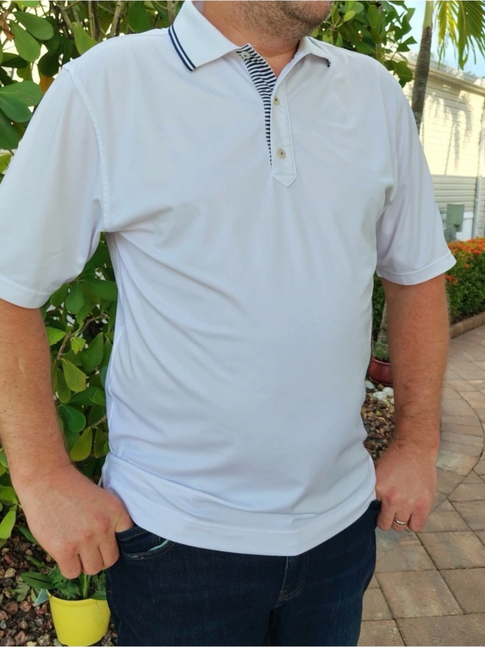 FootJoy Mens Golf Polo L White Embroidered Nooners Cup Logo
